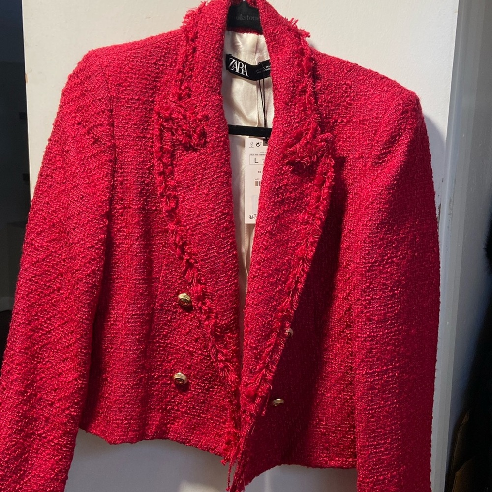 Zara red jacket.